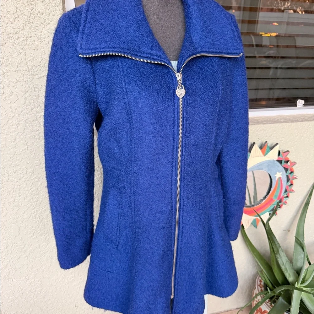 GUESS Blue Zip-Up Jacket Size XL Soft Knit Light Pilling Coat Great Condition - Picture 2 of 15